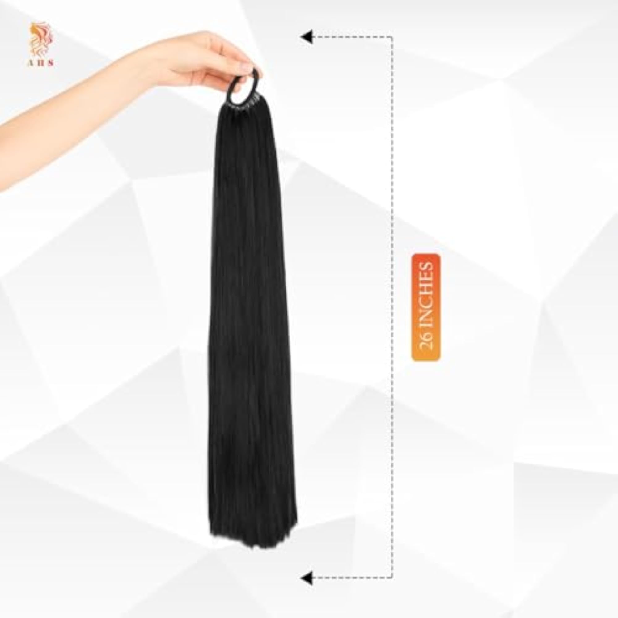 Women's 30 Inch Black Elastic Rubber Band Ponytail Extension